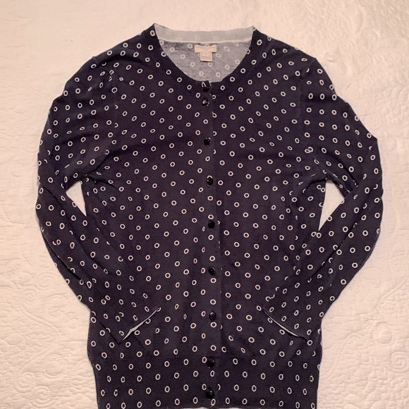 J. Crew Sweaters Jcrew Claire Cardigan Navy With Ivory Circle